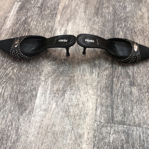 Vintage FENDI Selleria Series Logo Plate Mule Heels (rare) - Picture 5 of 11